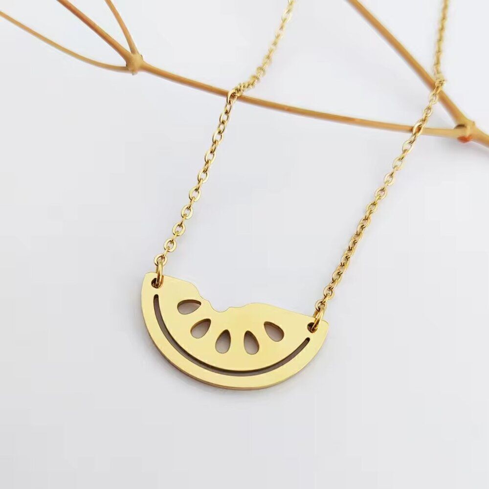 Watermelon Pendant Necklace in Gold